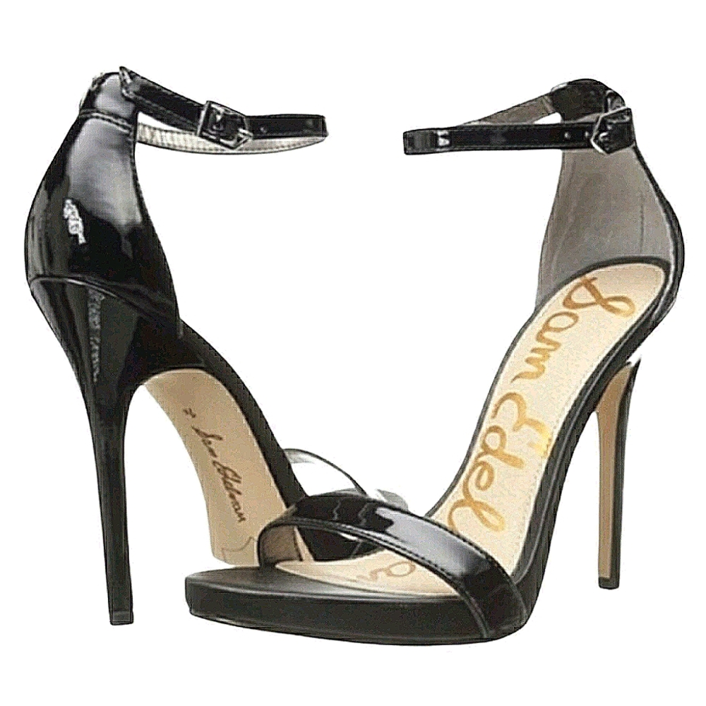 Sam Edelman Eleanor Ankle Strap Patent Black Heels